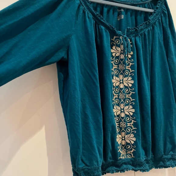 Teal elastic neck top - Picture 4 of 6